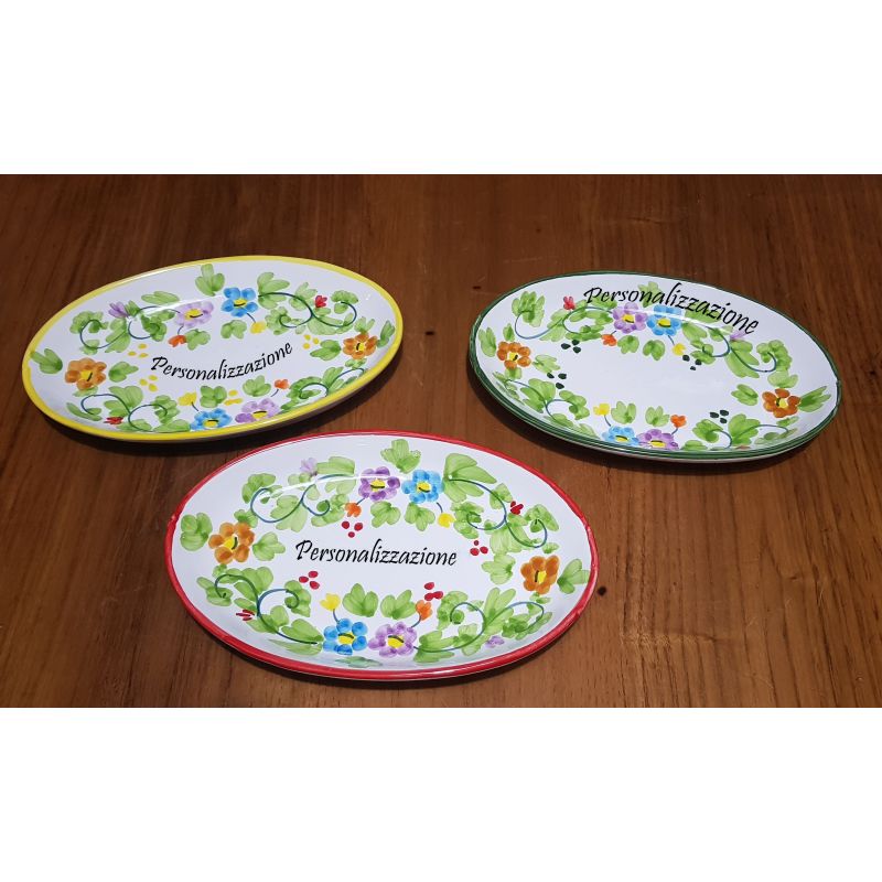 Restaurant Line - handpainted Vietri ceramic. Available soups, dinner, fruit/dessert, placemats, serving dishes.