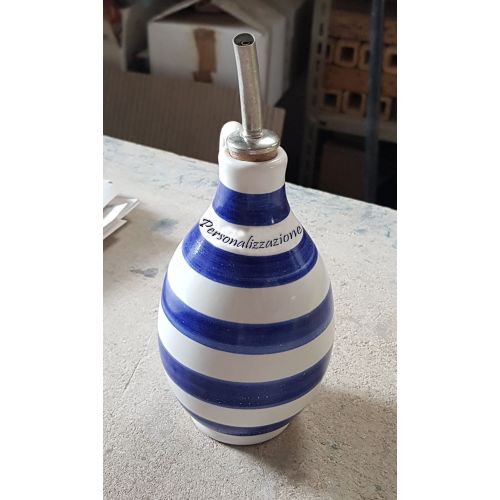 Oil and Vinegar Bottle. Stripes Collection. Hand-Painted Vietri Ceramics.