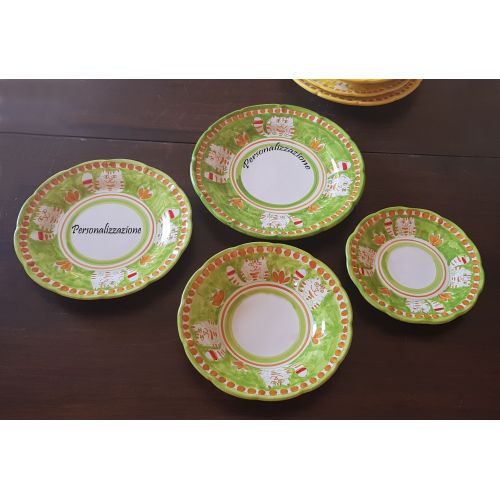 Linea Ristoranti - Ceramica di Vietri. Disponibili piani, fondi, frutta/dolce, sottopiatti, piatti da portata.