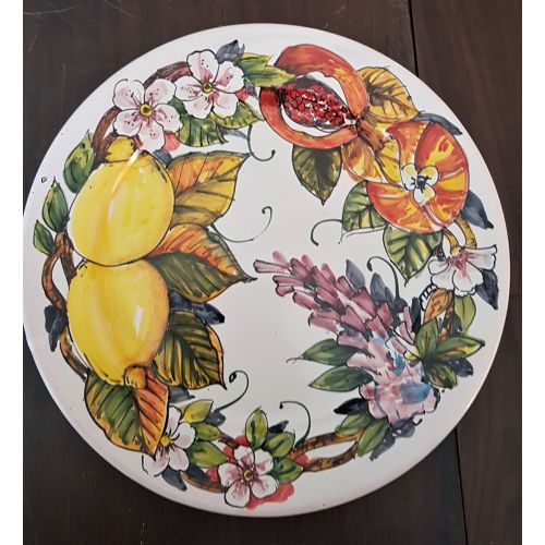 Assiette à décor de citron et de fruits Céramique de Vietri. Disponible en assiette plate profonde fruit/dessert ou chargeur