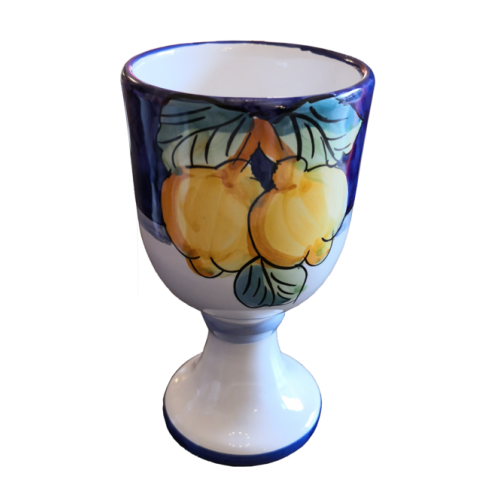 Fondo azul cáliz de línea Fruttina, pintado a mano en ceramica vietrese.