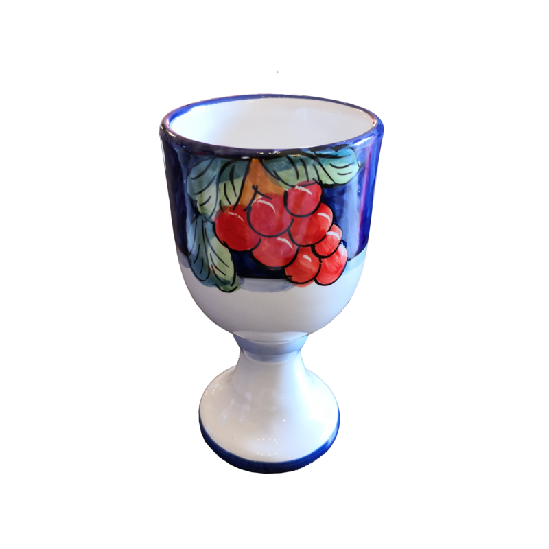 Calice linea Fruttina fondo blu, dipinti a mano...