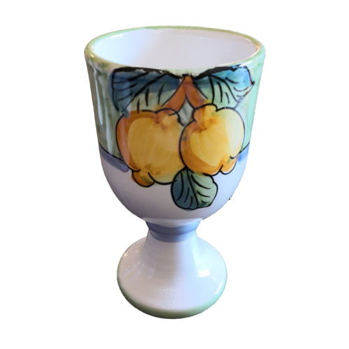 Fondo verde cáliz de línea Fruttina, pintado a mano en ceramica vietrese.