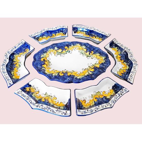 Appetizer set. Cold Dinner. 7 pieces. Baroque line. Hand-painted Vietri ceramics.