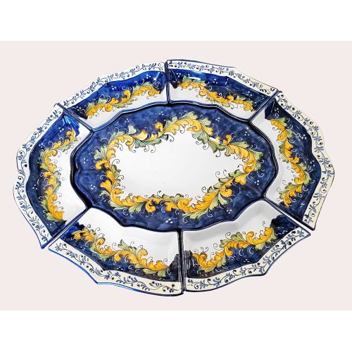 Antipastischale. Kaltes Abendessen. 7 Teile. Barock-Linie. Handbemalte Vietri-Keramik.