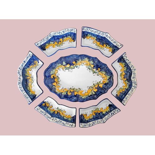 Appetizer set. Cold Dinner. 7 pieces. Baroque line. Hand-painted Vietri ceramics.