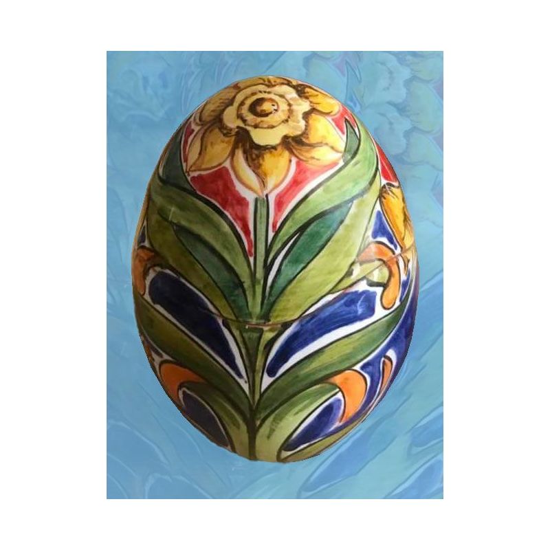 Huevos de Pascua decorados a mano. Cerámica...