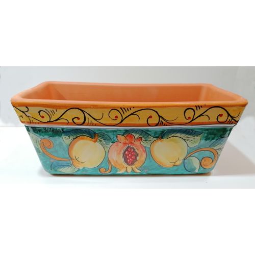 Jardinera rectangular. Fondo verde ramina con limones y... 2