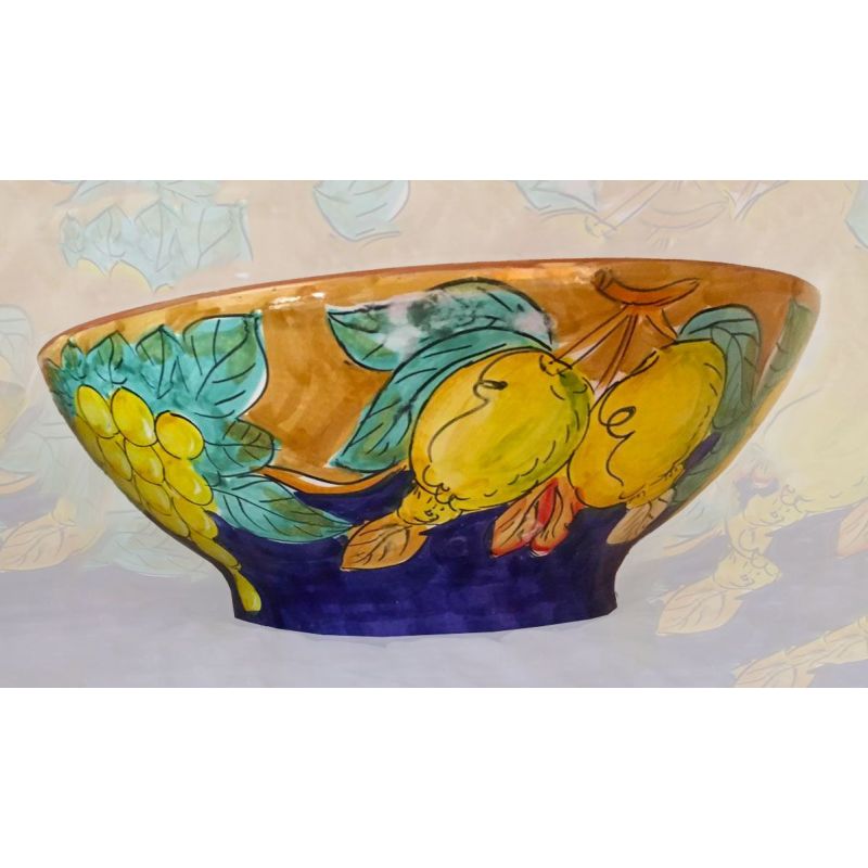Vaso ciotola decoro frutta  Ceramica di Vietri dipinto a mano.