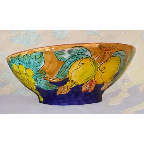 Vase bowl for plants fruit line  handpainted Vietri ceramic