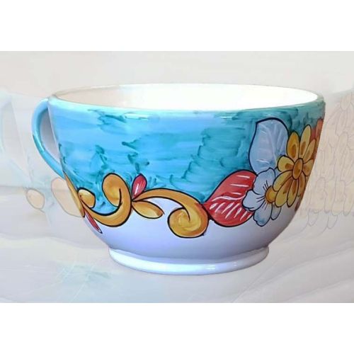 Cup pod holder. Baroque and Flowers. Handpainted Vietri ceramic