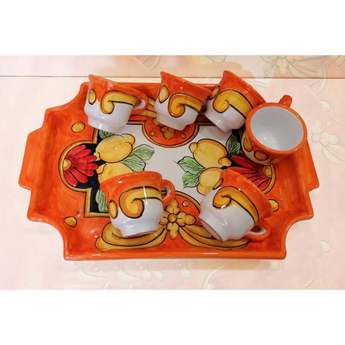 Set of coffe cups with tray Baroque and orange Line... 2