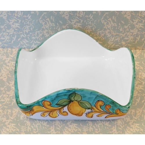 Porta tovaglioli Barocco e limoni. Ceramica di vietri dipinta a mano