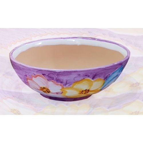 Vase bowl for plants flowers Violet Background. handpainted Vietri ceramic