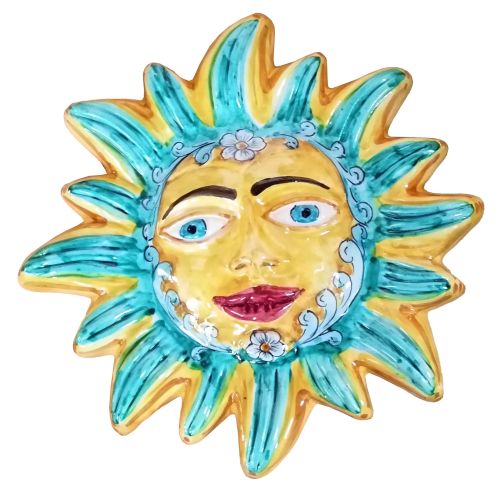 Sole e Luna. Ceramica di vietri dipinta a mano.
