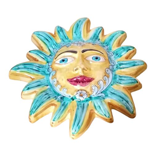 Sole e Luna. Ceramica di vietri dipinta a mano.