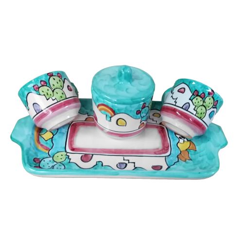 Set de tazas y azucarero con bandeja decorativa Casette y... 2