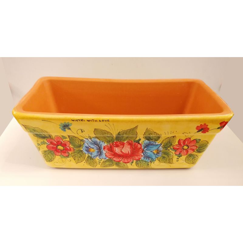 Rectangular planter Yellow background and flowers