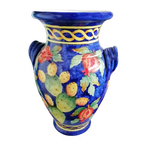 Vaso portaombrelli  in Ceramica di Vietri dipinta a mano.