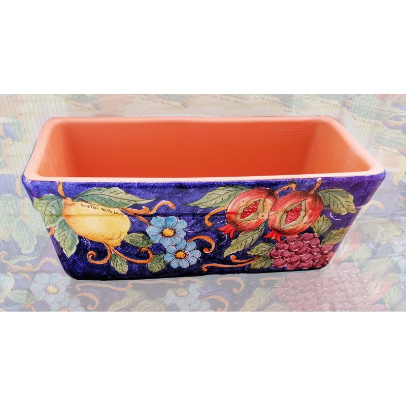 Rectangular planter Blu background Lemons Flowers and Pomegranates
