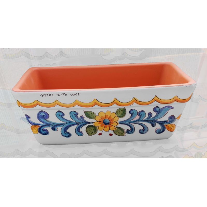 Rectangular Planter. White Base with Blue...