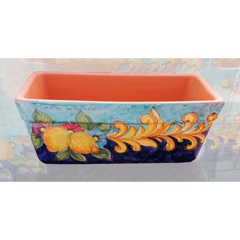 Fioriera a Cassetta Rettangolare. Fondo Blu...