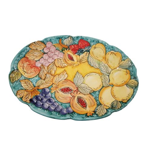 Oval scalloped serving plate. Fruit line. Vietri...