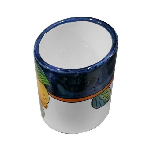 Bicchiere linea Limoni bordo Blu. dipinto a mano in ceramica vietrese.