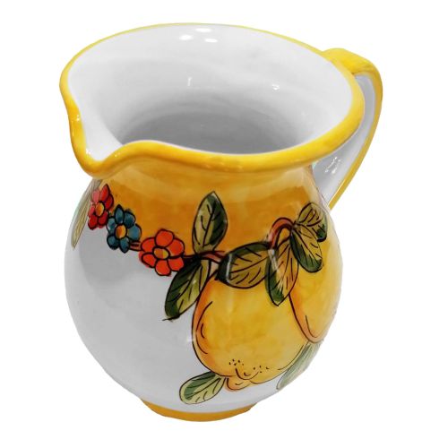 Bulbous Pitcher. Lemons & Flowers Line. Vietri ceramics. Hand-painted.