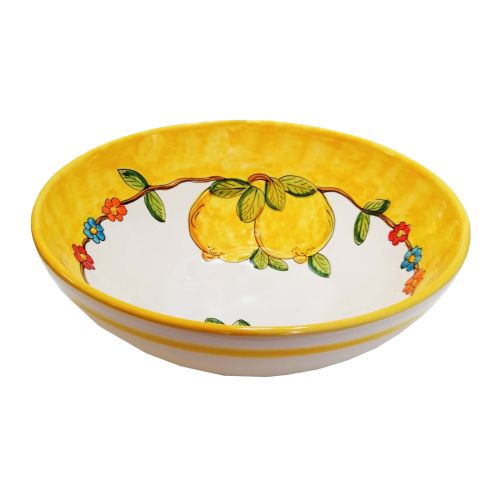 Coppa Insalatiera Liscia línea de limones y flores. Cerámica Vietri pintada a mano