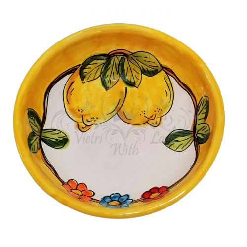 Bowl Regular border Lemons and Flowers line - handpainted Vietri ceramic.