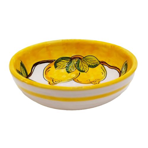Coppa liscia piatto fondo fondina. Insalatiera. Linea Limoni e Fiori Ceramica di vietri.