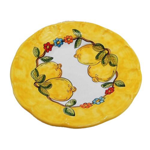 Dish, plate Lemons & Flowers line. Vietri ceramic. Available: soup, flat, dessert/fruit, or charger plate.