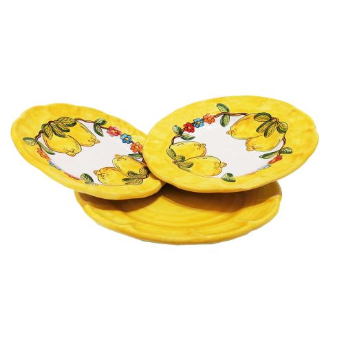 Tris piatti linea Limoni e Fiori. Ceramica di Vietri...