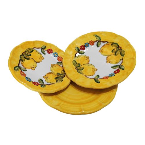 Trio d’assiettes ligne Citrons & Fleurs. Céramique de... 2