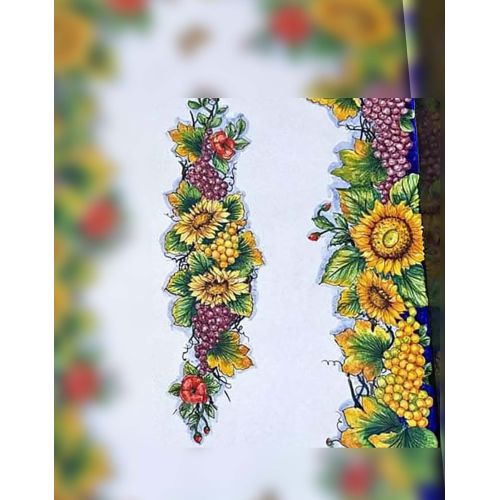 Mesa de piedra volcánica ceramizada. Sorrento pintada a mano. Cerámica de Vietri.