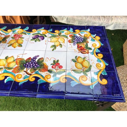 Rectangular tile table. Baroque. hand painted. Vietri ceramics