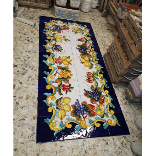 Rectangular tile table. Baroque. hand painted. Vietri ceramics