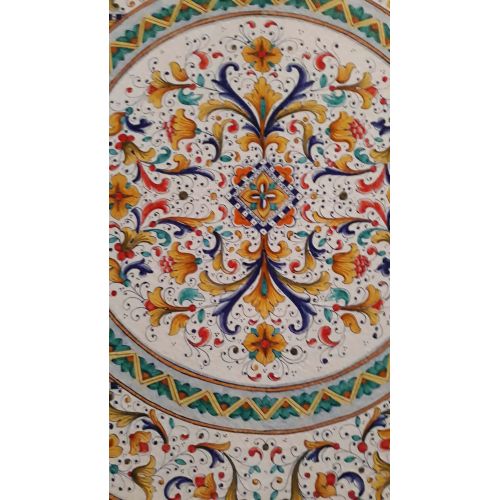 Tavolo in pietra lavica ceramizzata. Raffaellesco. dipinto a mano. Ceramica di Vietri