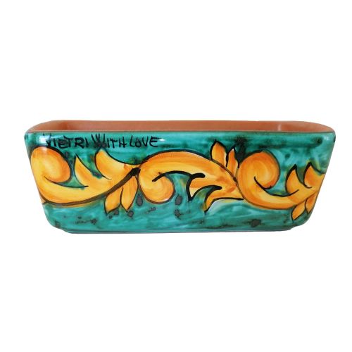 Mini rectangular planter. Baroque style. Vietri ceramic. Hand-painted.