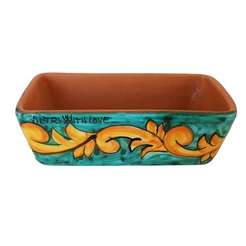 Mini maceta rectangular. Estilo barroco. Cerámica de Vietri. Pintada a mano.