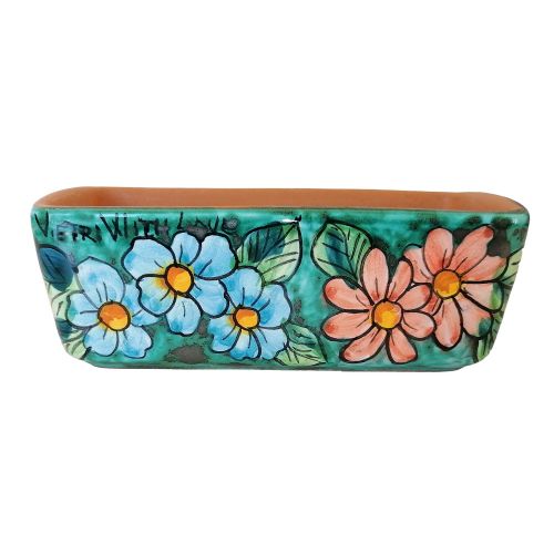 Mini maceta rectangular. Flores pequeñas. Cerámica de... 2