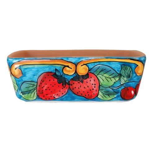 Mini rectangular planter. Strawberries. Vietri ceramic.... 2
