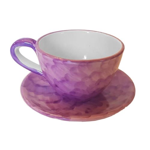 Cup. Perfect for milk, cappuccino, or tea. Brushstroke line. Vietri ceramic. Hand-painted.