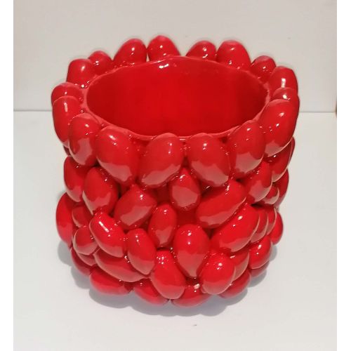 Jarrón de relieve en cerámica fina -Tomates Ceramica Vietrese