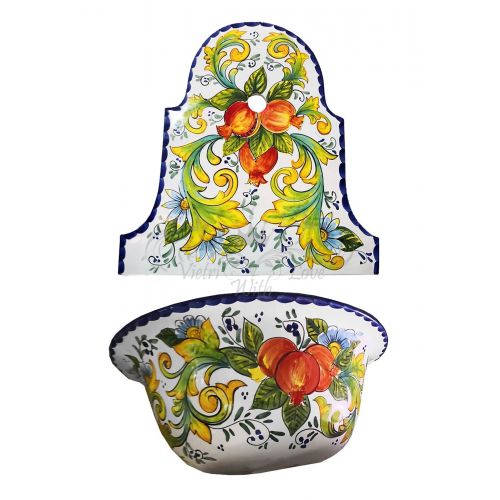 Wall garden fountain with tub. handpainted Vietri ceramic