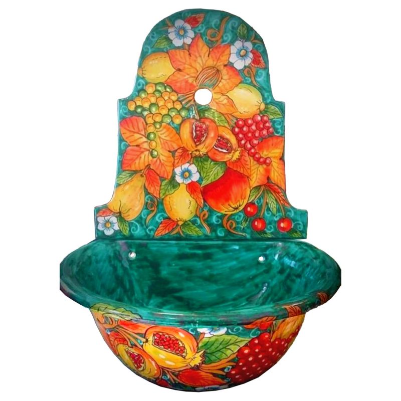 Wall garden fountain with tub. handpainted Vietri ceramic