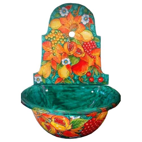Fontaine de jardin. Ligne Fruits. Céramique de Vietri, peinte à la main. Élégance artisanale pour votre extérieur.