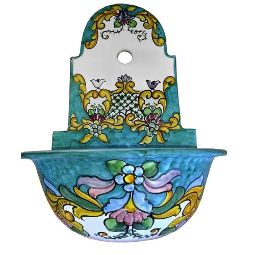 Fuente de jardín. Línea Ravello. Cerámica de Vietri. Pintada a mano. Elegancia artesanal para tu espacio exterior.