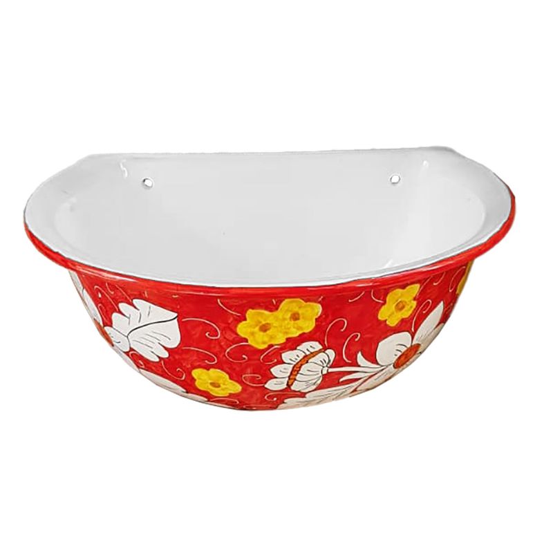 Vasca a muro per Fontana da giardino. Fondo Rosso Ceramica di vietri